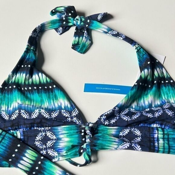 Bleu by Rod Beattie Lace-Up Halter Bikini Top Women's 14 Navy Blue padded swim - Picture 8 of 9